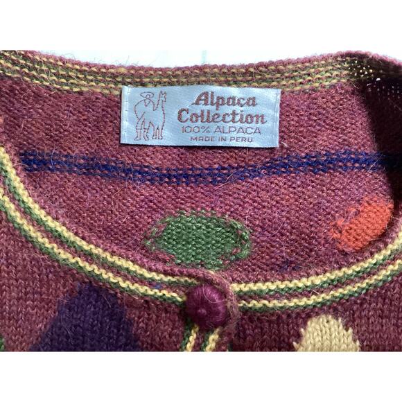 Alpaca Collection Inca maki Peruvian sweater cardigan 100% alpaca sz M - Picture 9 of 9